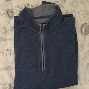Johnnie-O Cotton Pullover 1/4 zip-color is blue with gray trim